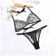 thumbnail image 5 of Conjunto de lencería para mujer Conjuntos de y panty de uso diario es con tiras halter de encaje floral Negro M jinwen Bragas de sujetador de encaje de mujer, 5 of 8