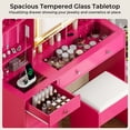 thumbnail image 5 of Ktaxon Large 47.2" Makeup Vanity with 3 Color Lights, Dressing Table with USB Charging Station, Pink, 5 of 9