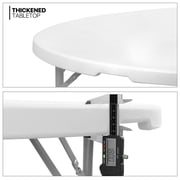 MoNiBloom Round Folding Table with Handle, 4.5Ft Heavy Duty Commercial Event Wedding Party Desk, for 6 to 8 Seat, White