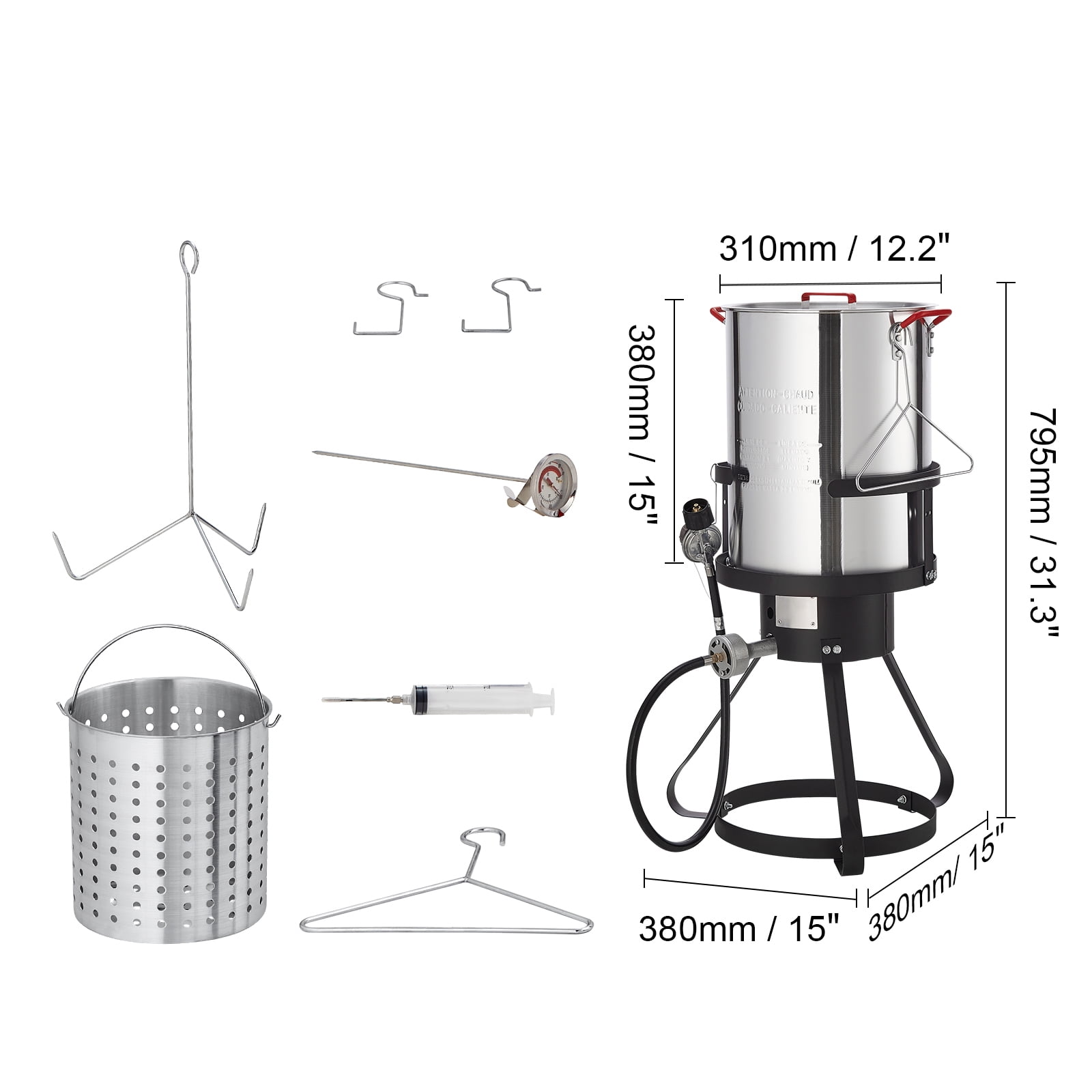 KFFKFF 30-Quart Turkey Fryer Propane Boiler Steamer Stock Pot Aluminum Outdoor