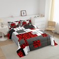 thumbnail image 3 of YST Geometric Cheetah Print Comforter Set Queen Red Black Grey Stripe Grid Leopard Bedding Set Abstract Wild Animal Geometry Bedding Comforter Sets For Kids Adults Wildlife Bed Set, 3 of 6