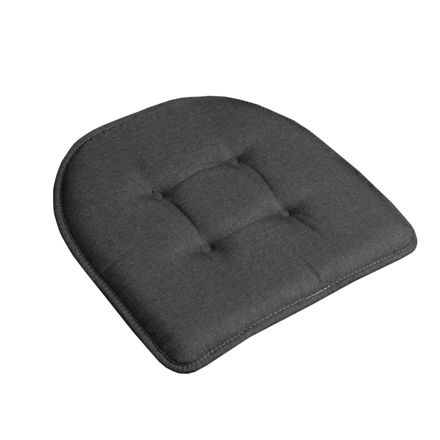 U-Shaped Memory Foam No Slip Back 16 x 16 Chair Pad Cushion 2 Pack - Charcoal