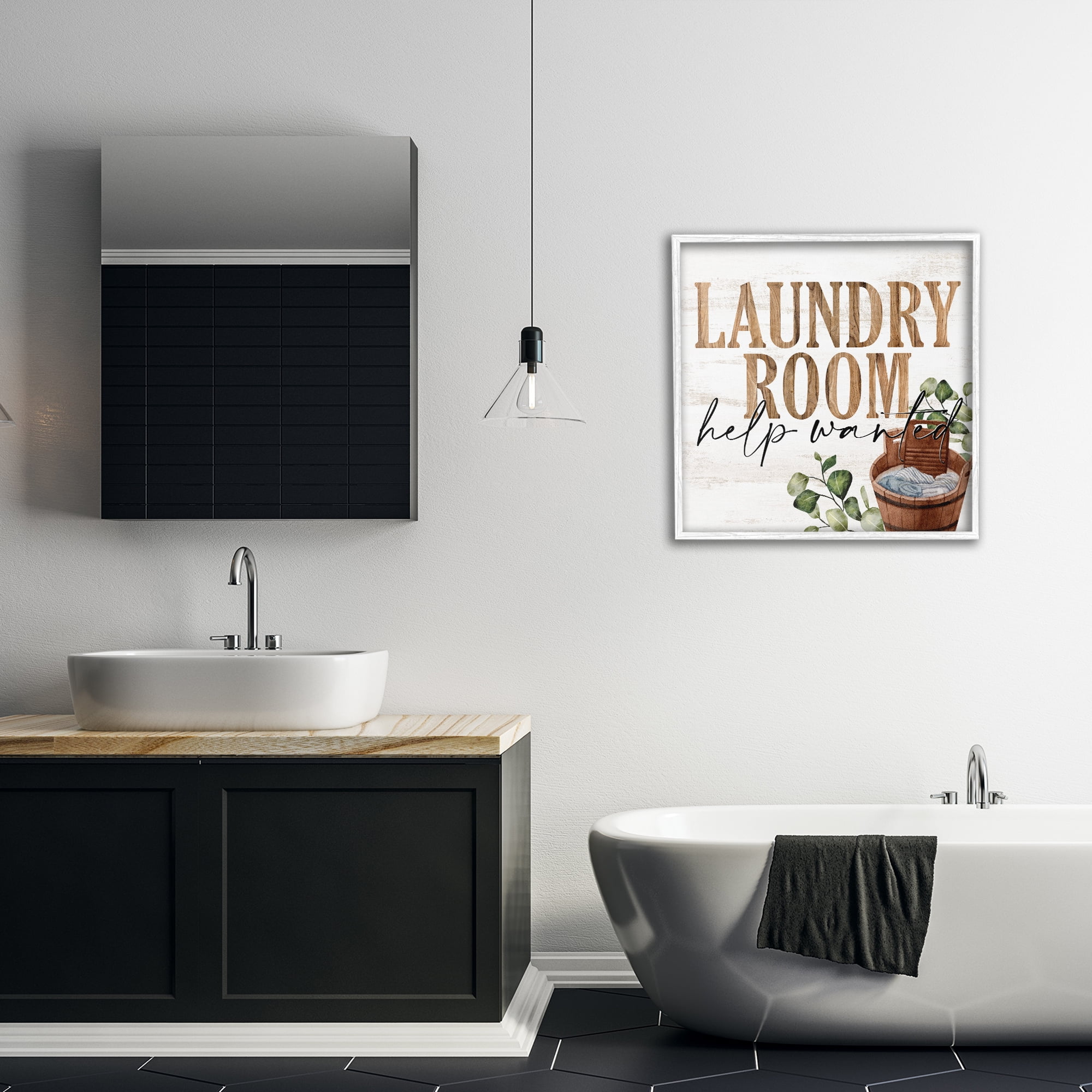 Help Wanted Rustic Laundry Room White Framed Giclee Art, design by Kim Allen