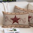 thumbnail image 2 of Texas Star Vintage Throw Pillow Covers, Brown Checkered Berry Farmhouse Soft Breathable Pillow Cases with Invisible Zipper for Sleeping, King Size Pillowcases for Couch Bed Sofa Chair 20x36 Inches, 2 of 9