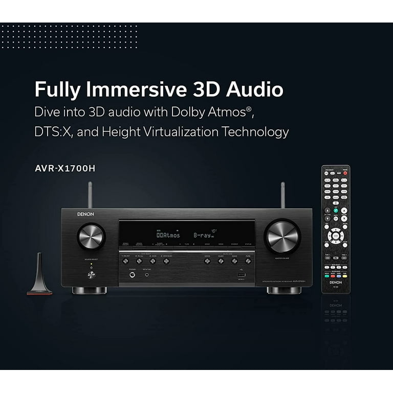 Denon AVR-X1700H, 7.2ch 8K Home Theater Receiver, HEOS Built-in