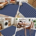 thumbnail image 5 of Stripes 3x5 Area Rugs for Living Room, Modern Art Navy Blue Background Non Slip Floor Mat Washable Low-Profile Indoor Carpet for Bedroom, Dining Room, Bathroom, 5 of 9