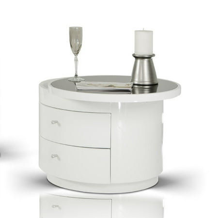 Vig Furniture Inc Modrest Symphony White Round Nightstand Vig Furniture Inc Modrest Symphony White Round Nightstand