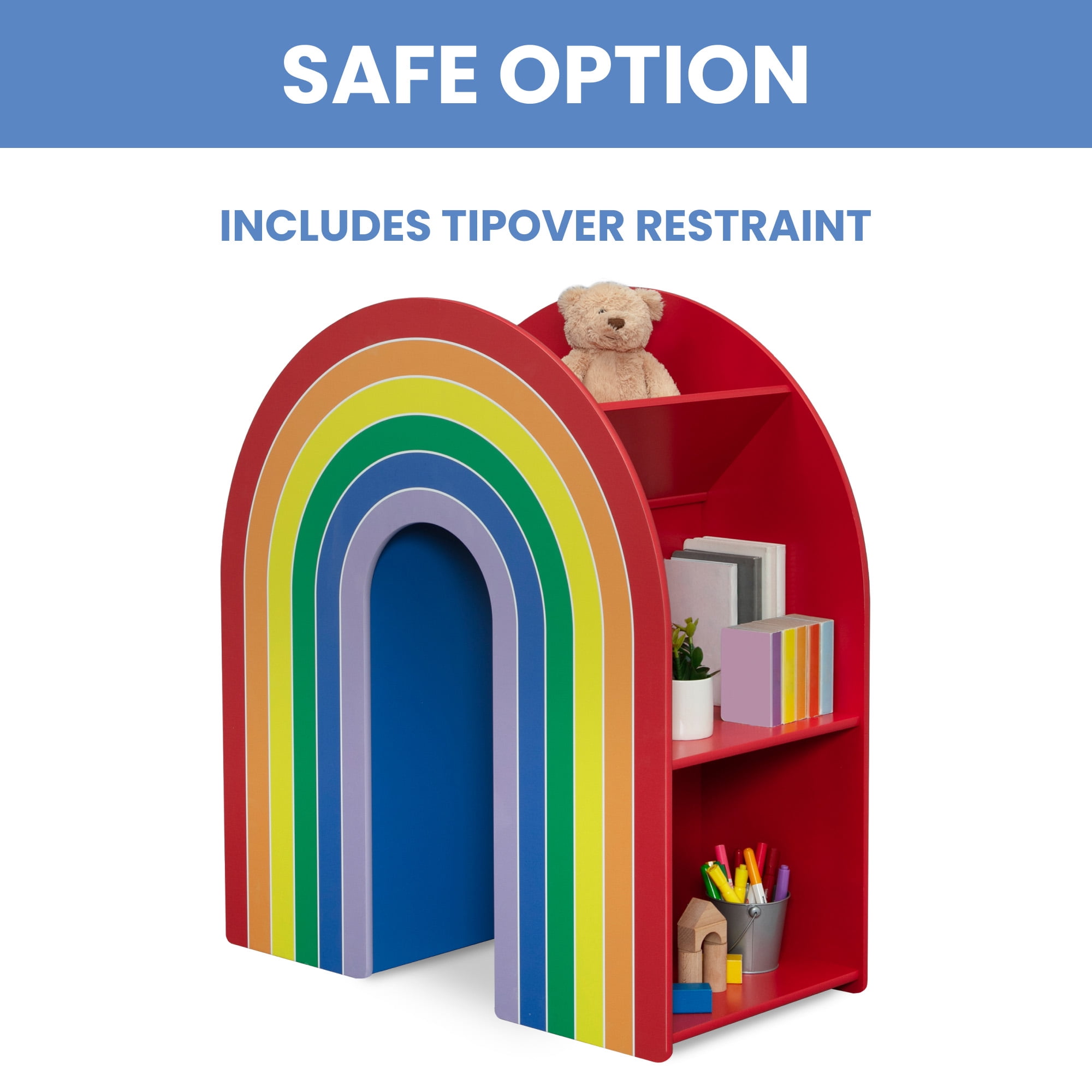 Delta Children Rainbow Bookcase – Greenguard Gold Certified, Multi