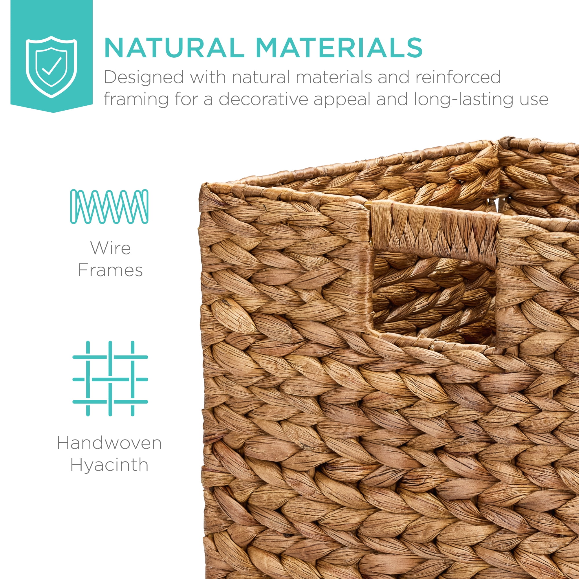 Best Choice Products 10.5x10.5in Hyacinth Storage Baskets, Set of 5 Multipurpose Collapsible Organizers - Chesnut