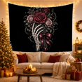 thumbnail image 3 of Floral Garden Vertical with Skeletal Hand Bone Phalanges, Spooky Gothic for Gothic Decor Fans, Dark Art Decor, Halloween Gift, Tapestry Wall Hanging for Bedroom and Dorm, 3 of 7