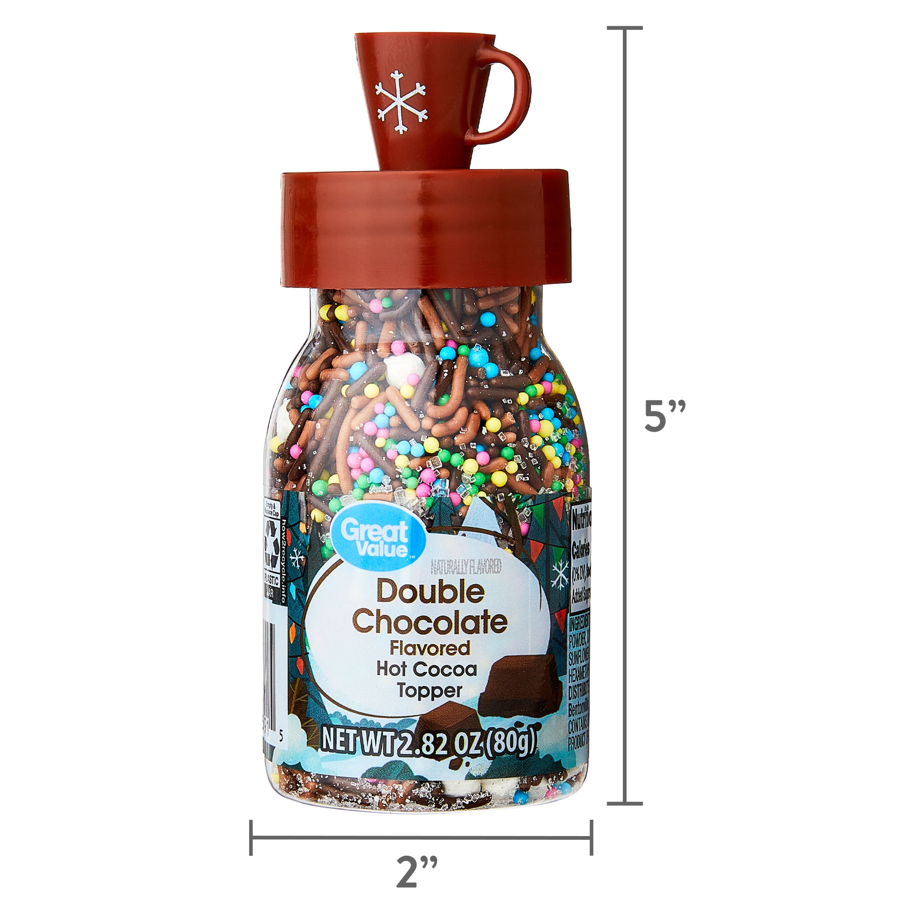 Great Value Double Chocolate Hot Flavored Hot Cocoa Topper Sprinkles, Multicolor, 2.82 oz