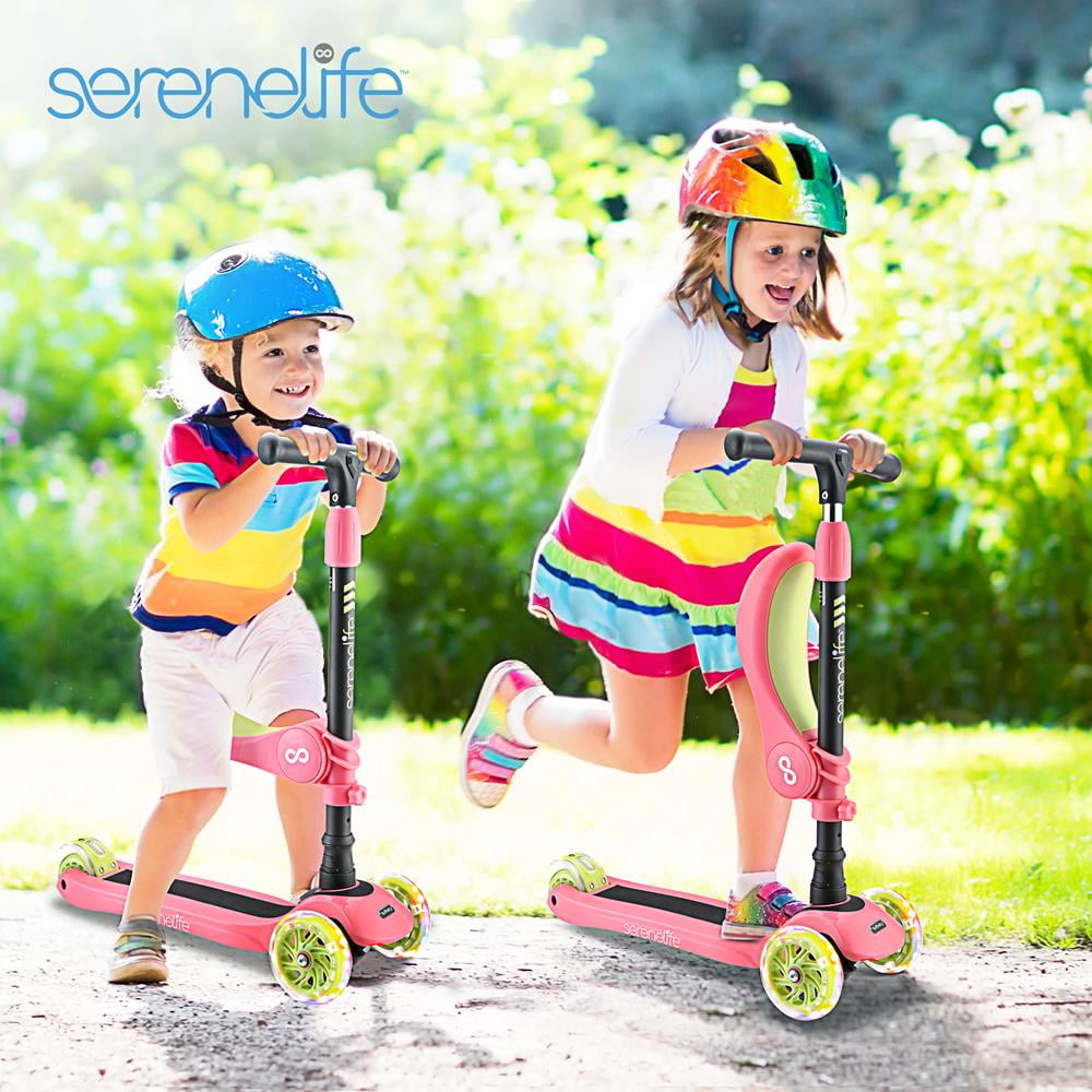 SereneLife 3 Wheeled Scooter for Kids - 2-in-1 Sit/Stand Child Toddlers Toy Scooters