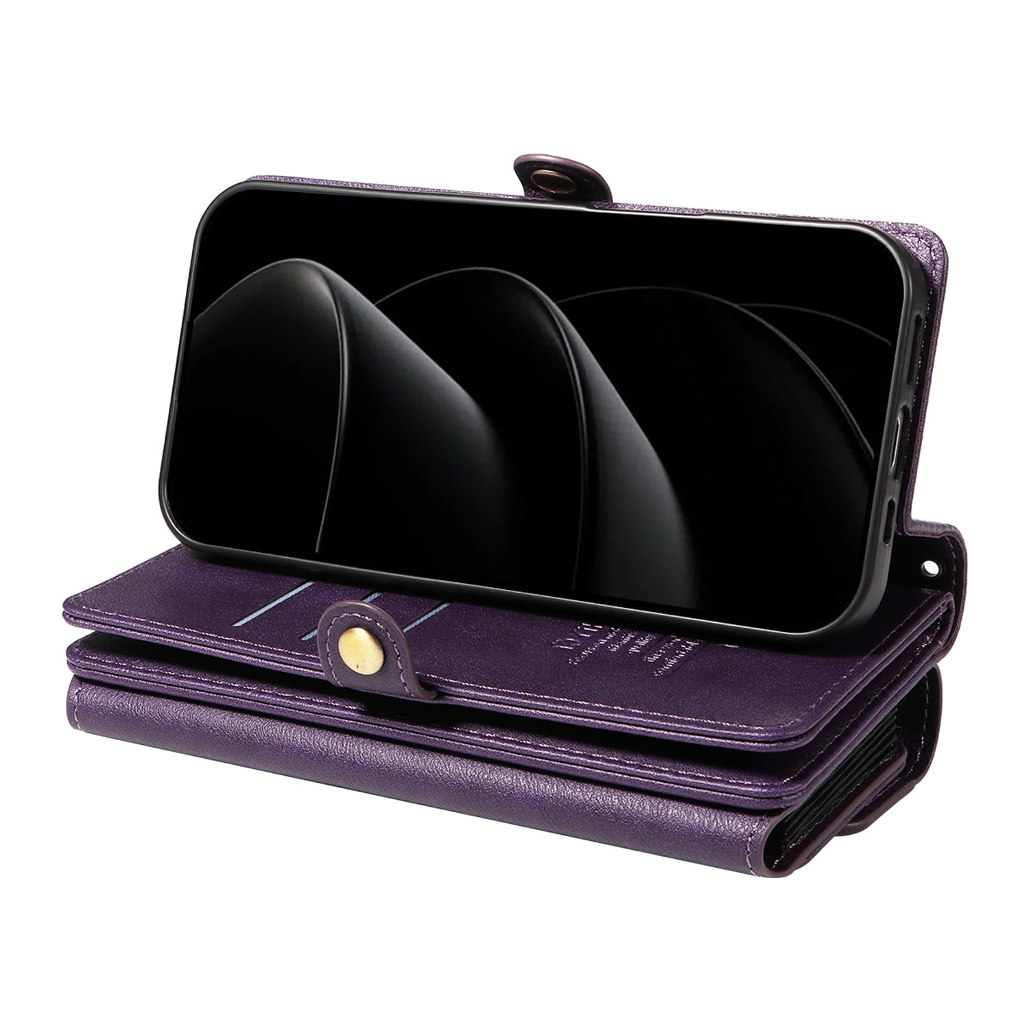 TECH CIRCLE Crossbody Phone Case for iPhone 17 Pro Max with Flip Wallet, RFID Blocking, Compatible with Wireless Charging, PU Leather Heavy-Duty Protective Fold Stand Case, Purple