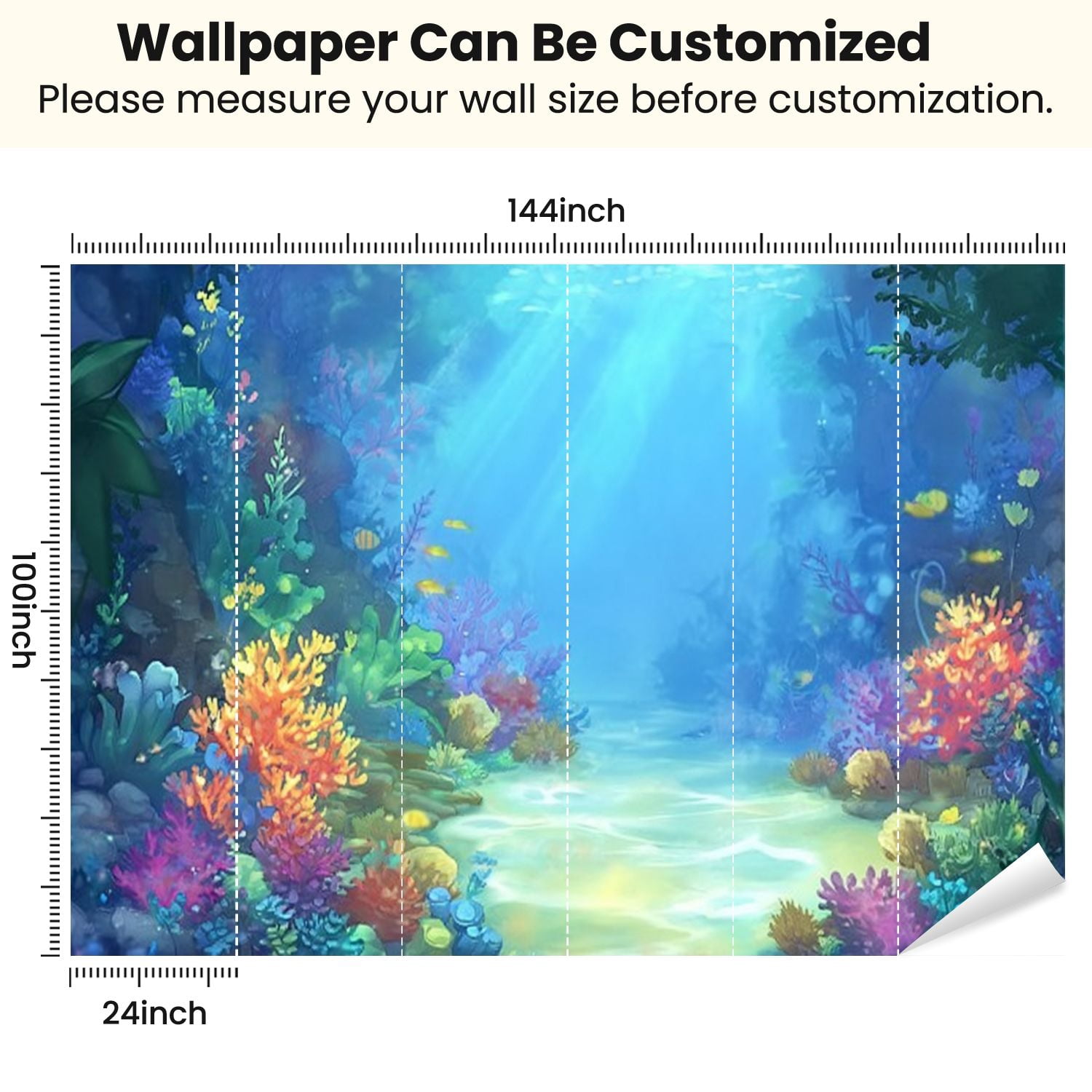 Peel and Stick Wallpaper Mysterious Peaceful Undersea World Video Games CG Modern Art Wall Mural Decor Self Adhesive and Removable 100in x 144in
