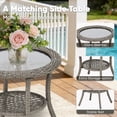 thumbnail image 3 of Opohoro 3 Pieces Outdoor Swivel Chair Set with Round Side Table, Gray PE Rattan Patio Rockers with Beige Cushions for Porch or Backyard, 3 of 11