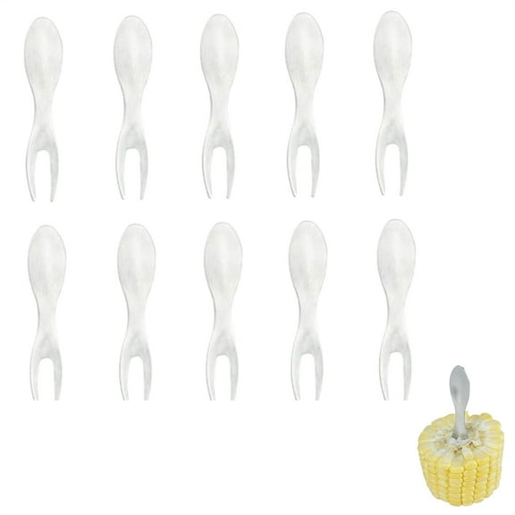 Tutuviw 10 Pieces Stainless Steel Corn Cob Holders Fork Skewers Practical Corn Holders Prongs with Handle for BBQ Sweetcorn Holders Home Cooking Fork
