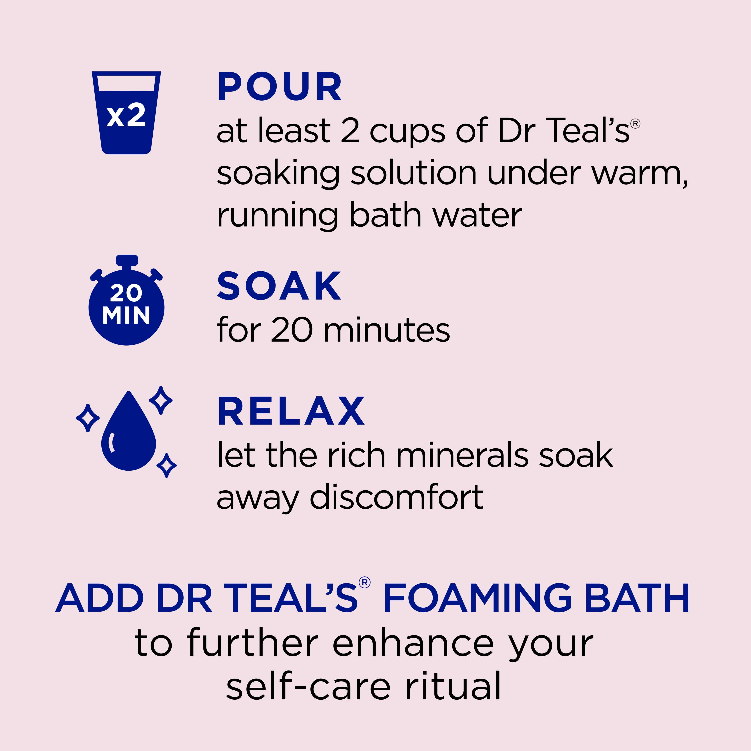 Dr Teal's Epsom Salt Magnesium Soak, Calm & Serenity with Rose Essential Oil & Milk Protein 3 lbs, 4 count