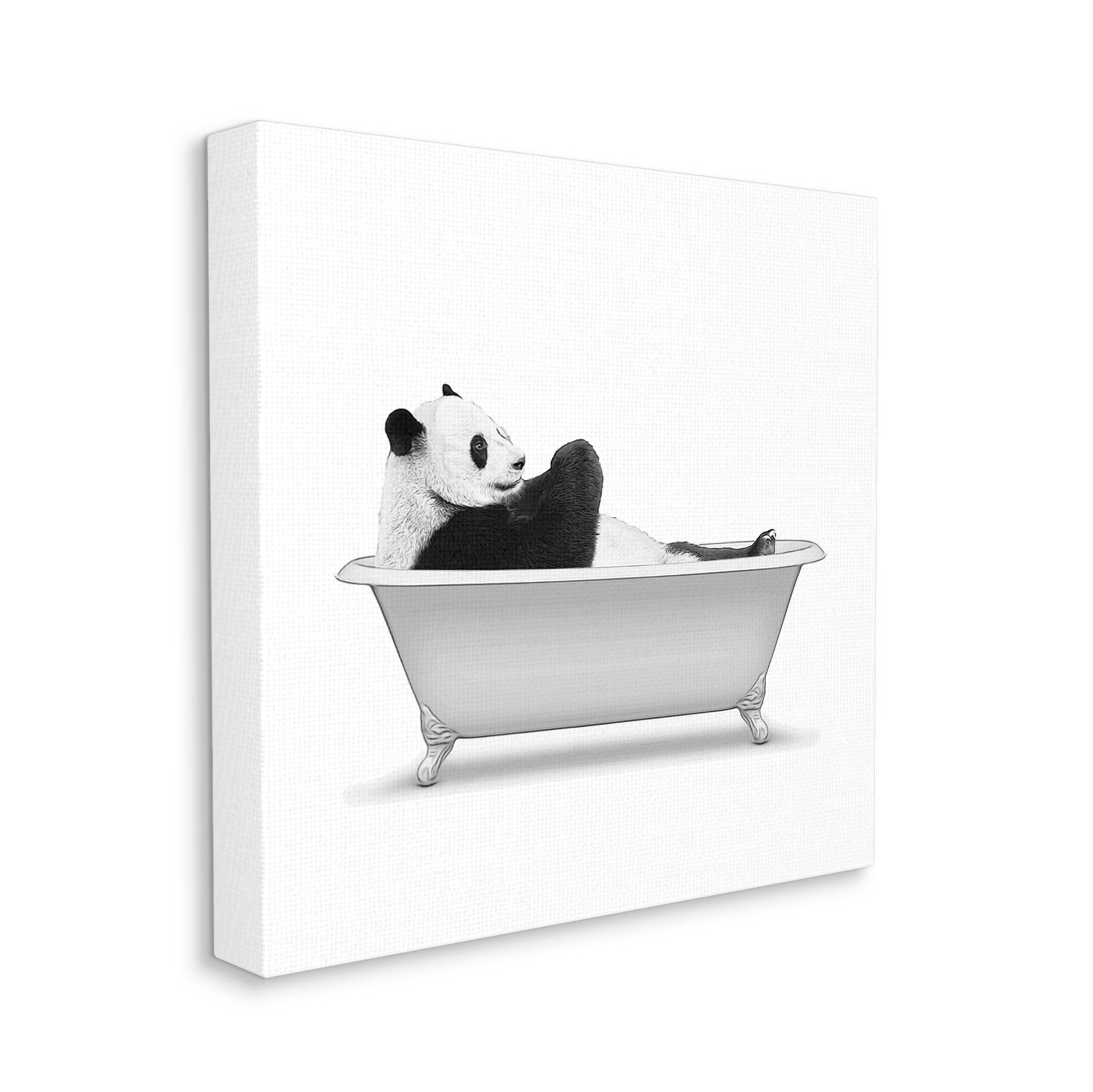 Stupell Industries Panda Bear Bathing Claw Foot Tub Graphic Art Gallery Wrapped Canvas Print Wall Art, Design by Annalisa Latella