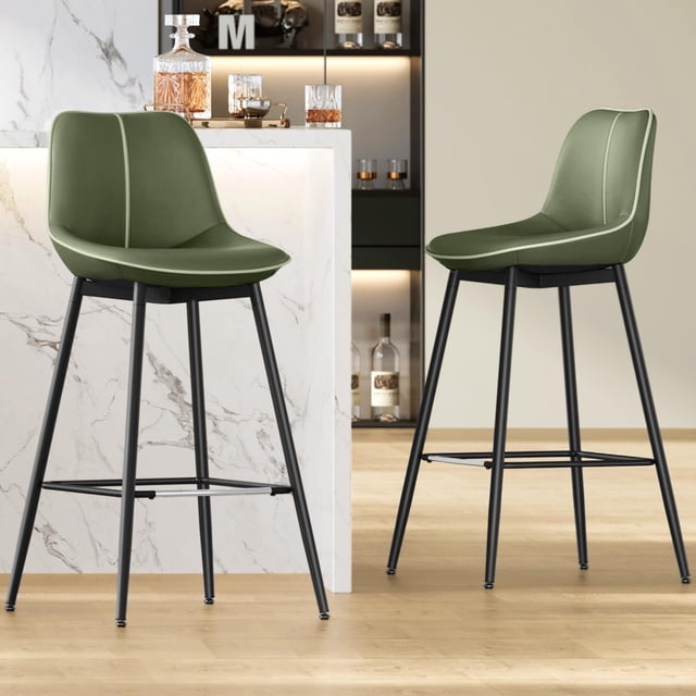 Taburetes de bar VASAGLE, juego de 2, 72 cm, verde, cuero sintético