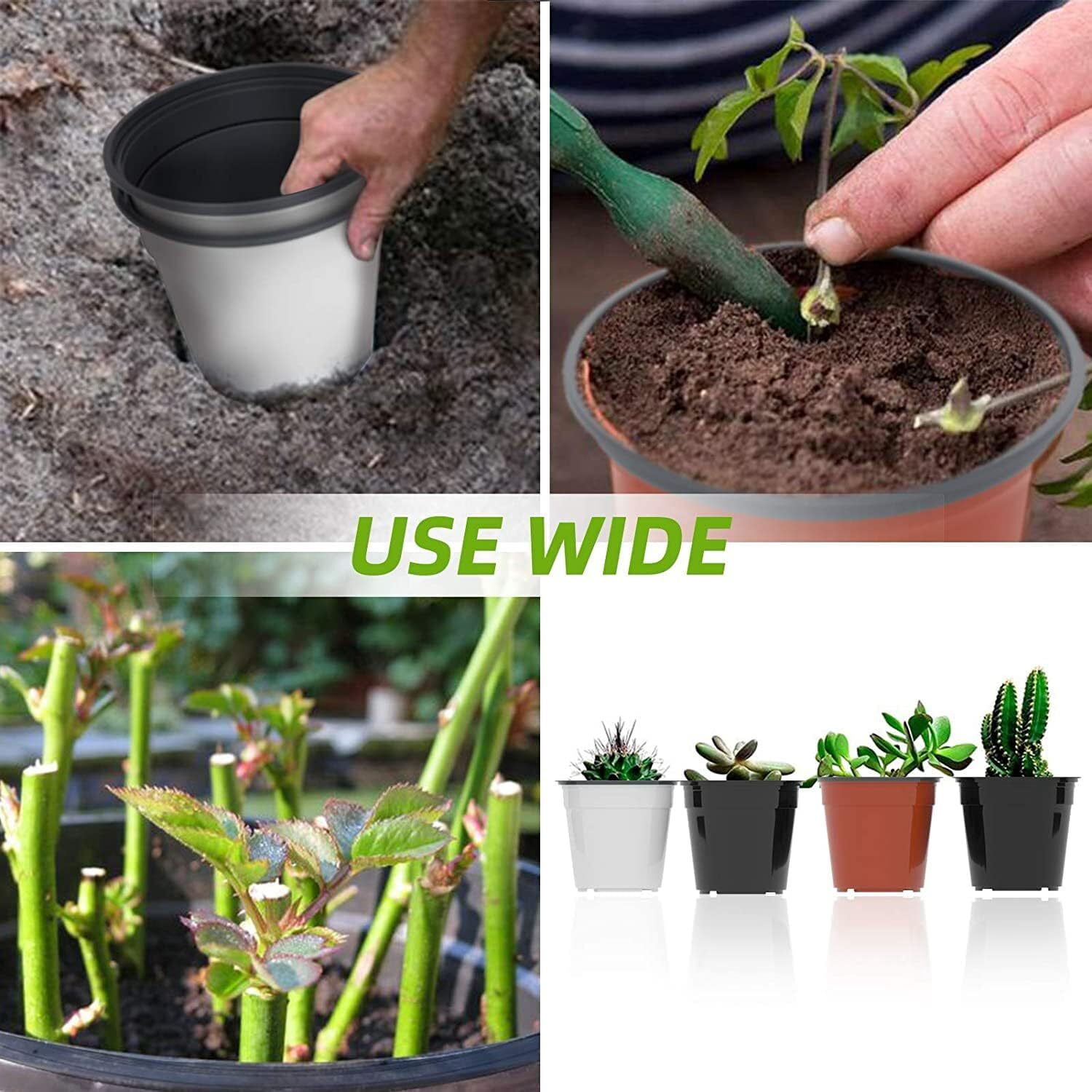 GoXteam 100 Pack Nursery Pots, 4 Inch Black Plants Flower Pots Durable Plastic Planters Indoor Modern Decorative Seed Container Pots for House Plants, Succulent, Flower