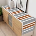 thumbnail image 4 of Orange Grey Stripes Table Runner - 120 Inch Long, Kitchen Dining Table Runner Dresser Scarves, Simple Striped Lines Minimalist Modern Farmhouse Decor for Coffee Tables Wedding Party Banquet, 4 of 8