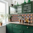 thumbnail image 6 of Mi Alma Removable Vinyl Red White Blue Floral Backsplash Tile Stickers, 24pcs, 6 of 16