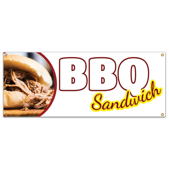 SignMission B-Bbq Sandwich 18 x 48 in. BBQ Sandwich Heavy Duty 13 oz Vinyl Banner with Grommets Single Sided