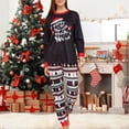 thumbnail image 4 of Conjunto de ropa de dormir navideña Ropa de hogar cómoda con estampado de letras/muñeco de nieve/árbol para niños y adultos, 4 of 9