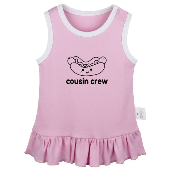Hotdog Image & Cousin Crew Funny Dresses For Baby, Newborn Babies Skirts, Infant Princess Dress, 0-24M Kids Graphic Clothes (Pink Sleeveless Dresses, 12-18 Months)