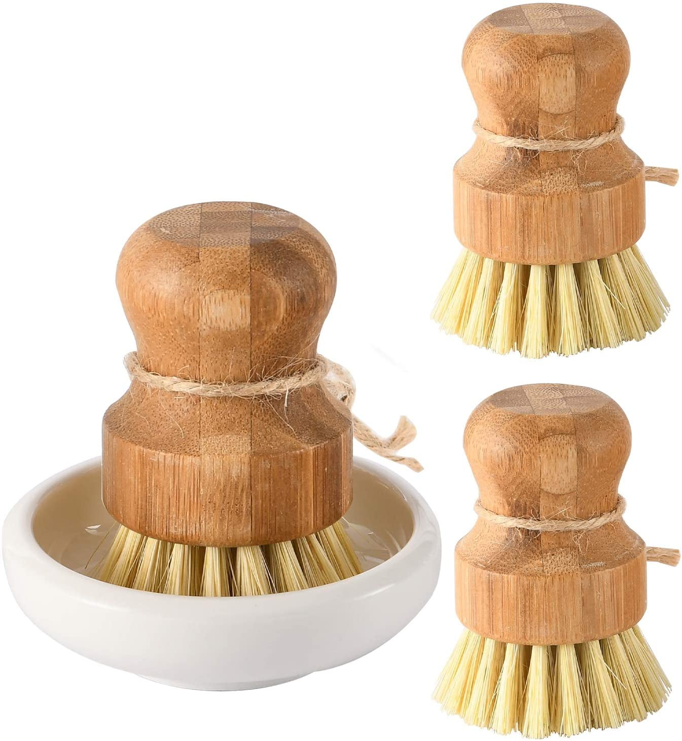 Royal Craft Wood Bamboo Dish Scrub Brush with Handle