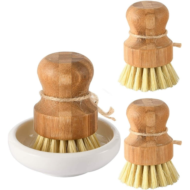 Pot Brushes, Kitchen Wooden Cleaning Scrubbers Set For Washing Cast Iron Pan /pot, For Dish, Coir Mixed Bristle - Temu