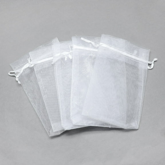 100pcs Organza Bags Organza Pouches for Potpourri Rectangle White 16x11cm