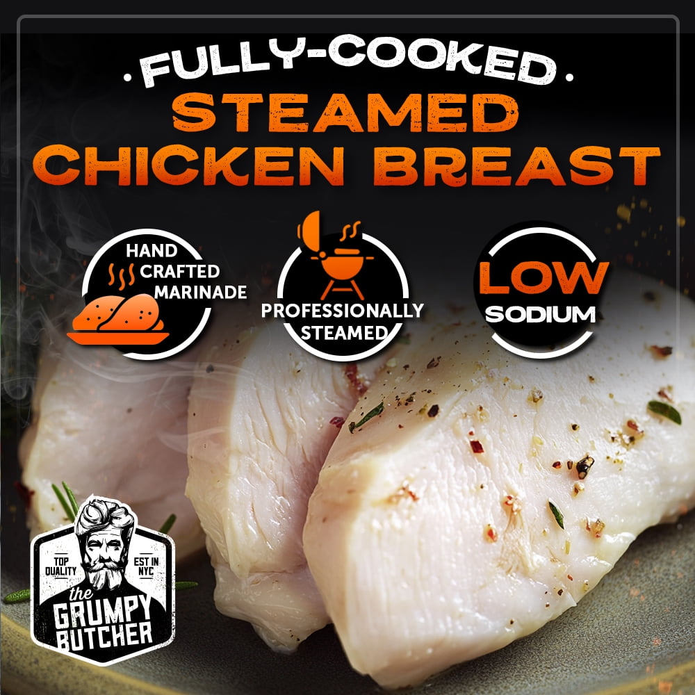 Grumpy Butcher Clean Steamed Chicken Breast 4 Ct, 4 lb (Frozen)