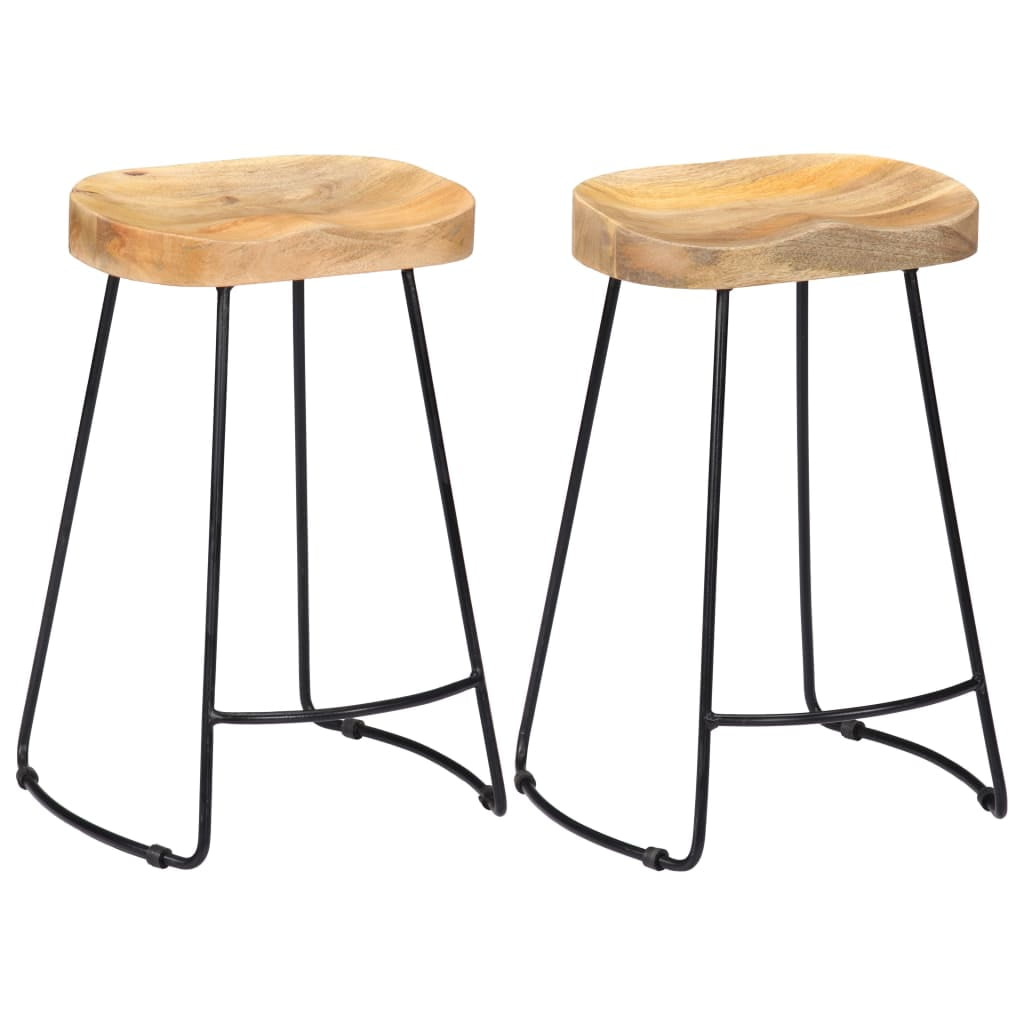 Gavin Bar Stools 2 Pcs Solid Mango Wood Walmartcom Walmartcom
