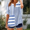 thumbnail image 5 of Camisetas Casuales de Mujer con Cuello en V Manga Corta Solta Botón de Verano Impreso Camiseta de Moda, 5 of 5
