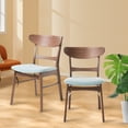 thumbnail image 2 of Table Chairs, Mid-Century Modern Fabric Dining Chairs With Natural Walnut Finished Rubberwood Frame, 2-Pcs Set, Mint / Natural Walnut For Kitchen, Dining Room, Terrace, 2 of 5