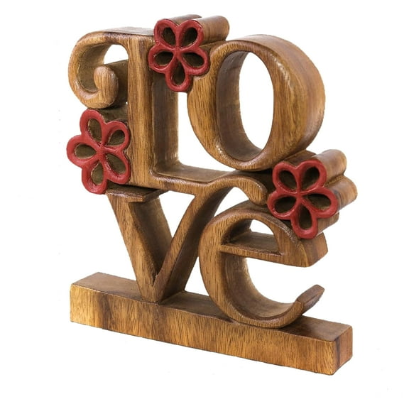 Decozen Wooden Love Letters Sculpture – Gifts for Mom or Dad on Mother’s Day, Father’s Day, or Birthday – Acacia Wood Figurine Decor for Home, Office, or Living Room