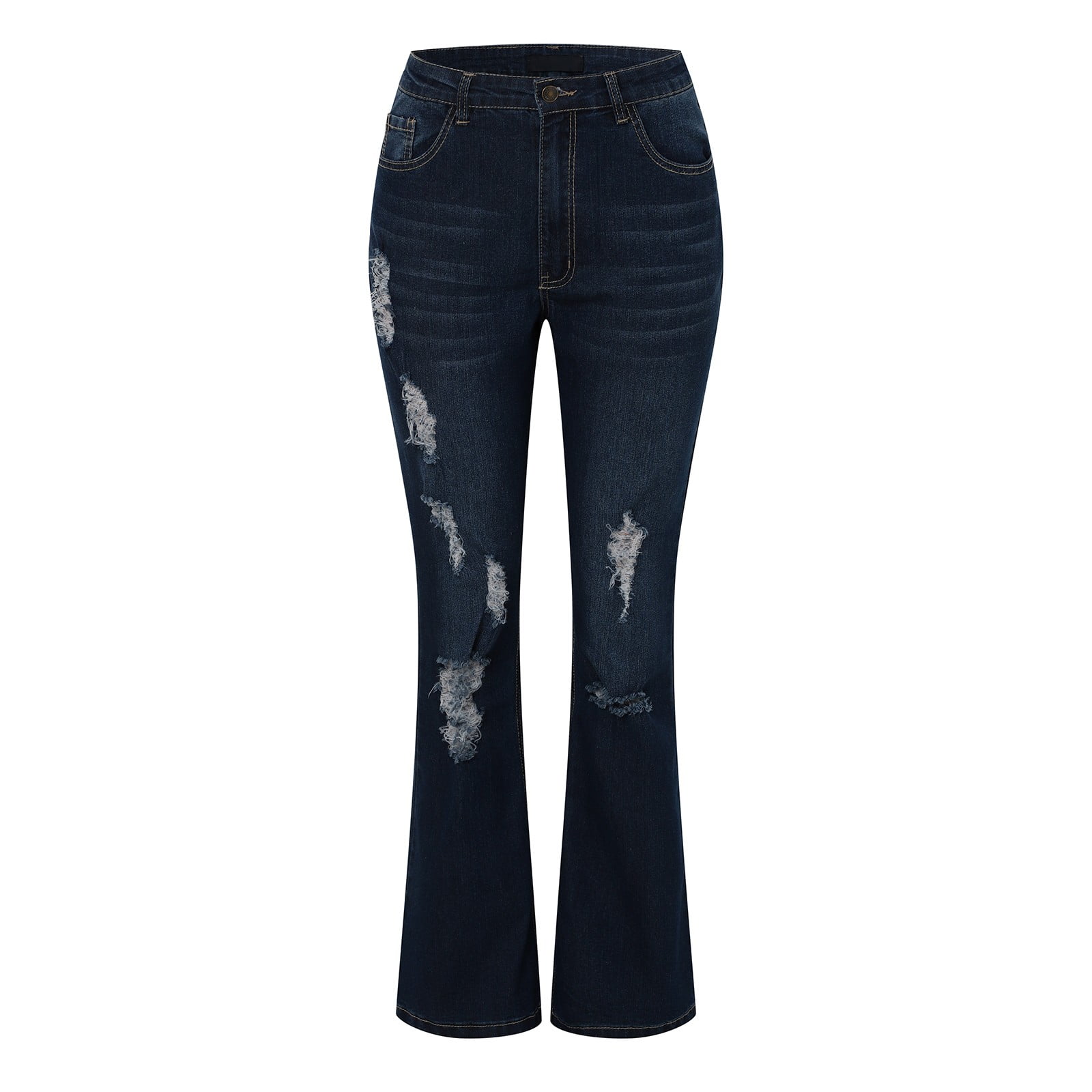ZHOGXU Women's Flared Jeans With Pocket High Waisted Ripped
