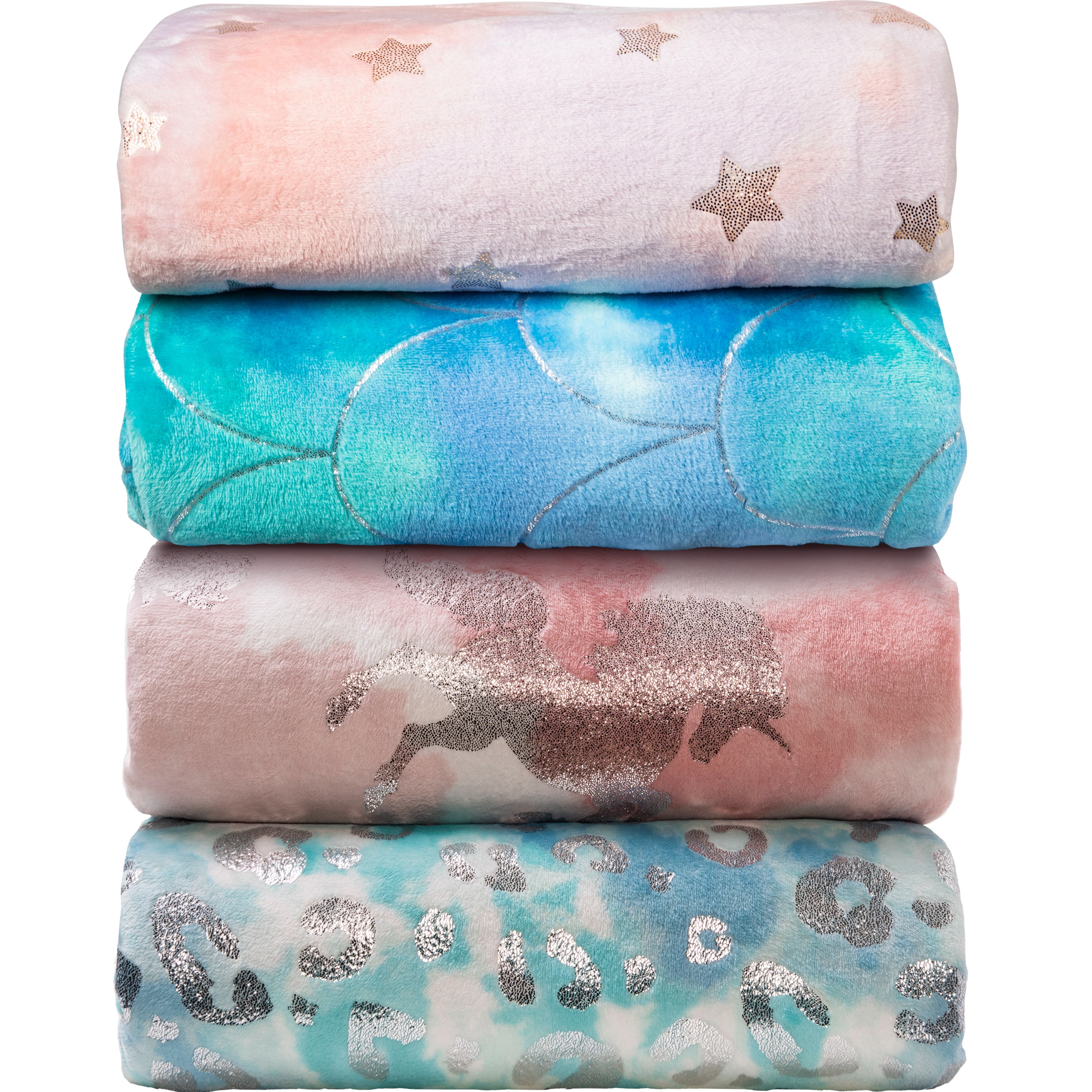 MSGUIDE Colorful Mermaid Scales Flannel Throw Blankets Super Soft Warm Plush Fluffy Lightweight Cozy Fuzzy Fleece Blankets for Children Teens Young Girls or Adult for Couch Bed Sofa 50x40