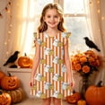 thumbnail image 2 of Ruiwill Toddler Girls Dress Halloween Pumpkin Ghost Print Cap Sleeve Crew Neck Nightgown Dress Winter Girls Outfit Size 3-4 Years Orange, 2 of 5