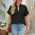 thumbnail image 6 of SHITINN Women Casual Fashion Solid V Neck Short Sleeve Button Loose Shirt Blouse Top Womens Blouses Casual Short Sleeve Tunic Tops for Women Summer Top, 6 of 8