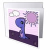 3dRose Cute Baby Purple Dinosaur Standing Scene, Greeting Cards, 6 x 6 inches, set of 12