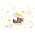 thumbnail image 5 of Lindos adhesivos de pared de oso durmiendo, románticos adhesivos de pared de nube rosa, luna creciente, dulces sueños, para niños, bebés, hogar, habitación infantil, bricolaje, adhesivos decorativos., 5 of 5
