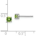 thumbnail image 3 of Sterling Silver Rhodium-Plated 4mm Round Peridot Post Earrings (4 X 4) Made In China qbe26aug, 3 of 6