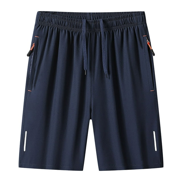 UVEASISHA Men's Workout Shorts Big and Tall Quick Dry Breathable Drawstring Short Pants Fitness Training Running Jogger Gym Shorts with Zipper Pockets Blue,XXXXXL