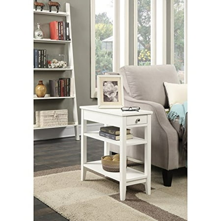 3 Tier Side Table Modern Transitional Wood 3 Tier Accent End Side Table with 1 Drawer - Includes Modhaus Living Pen (White) ()