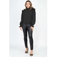 thumbnail image 2 of Mock Neck Ruffled Buttoned Top - S, 2 of 4
