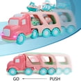 thumbnail image 6 of Toy Semi Truck And Hauler Push And Go With Cars and Planes Kids Friction Powered Big Rig Auto Carrier Transporter Trailer Semi-Truck Play Vehicle Best Gift For Children Girls, Pink, 6 of 7