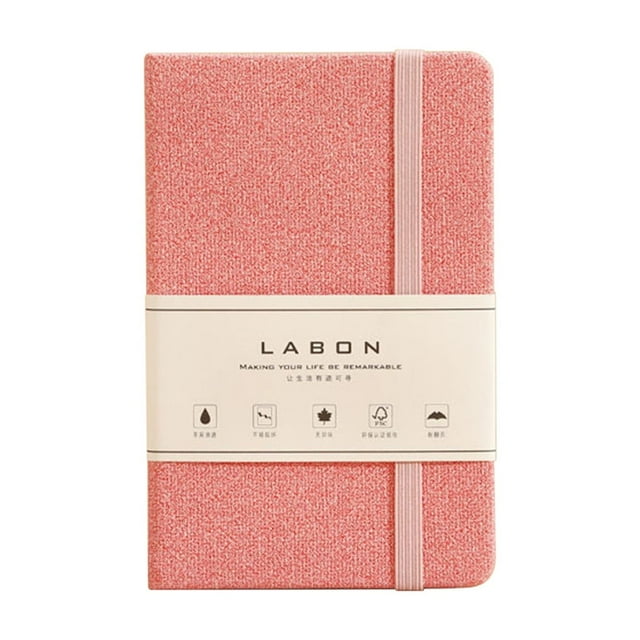 Hardcover Leather A6 Journal Notebook with Lined 100 GSM Paper, Elastic Closure, Ribbon Bookmark, Inner Pocket, and Sticker Labels