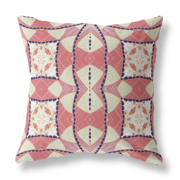 Cosmic Circle Sprays Indoor/Outdoor Pillow with Removable Cover in Red Yellow White26x26